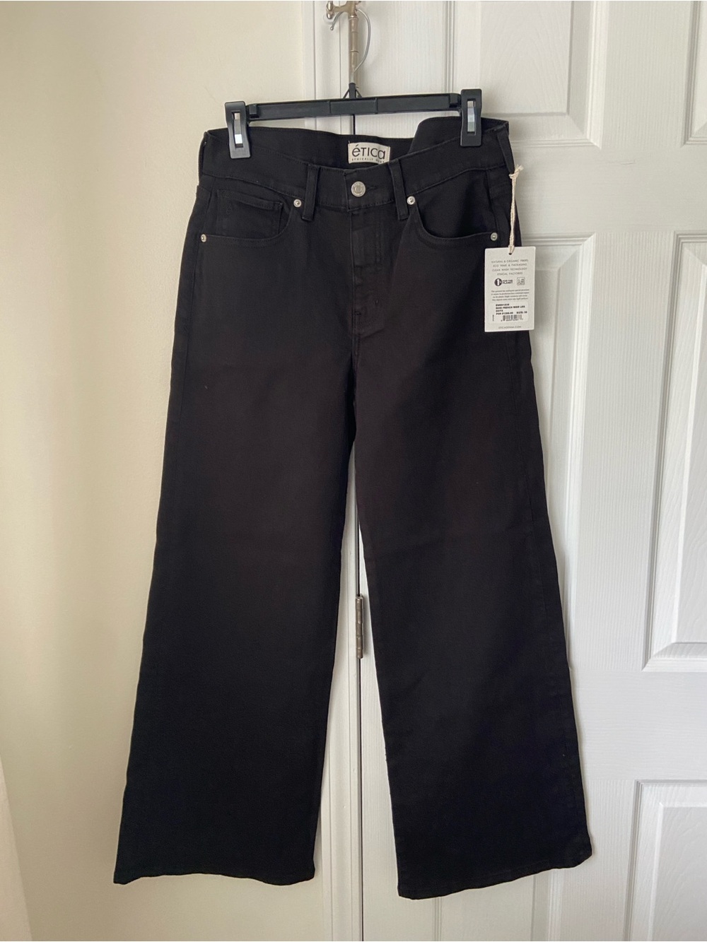 Anthropologie Etica Romi French Wide Leg Pants Jeans, Blackβ Sz 30